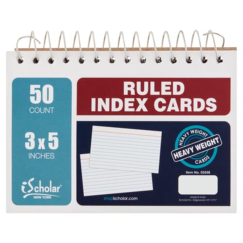 iScholar New York Ruled Index Cards, 50 count