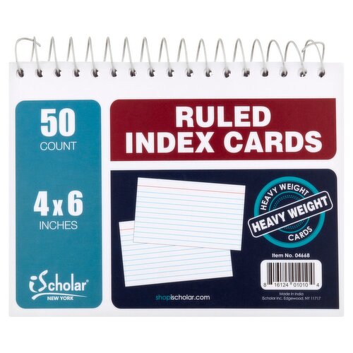 iScholar New York Ruled Index Cards, 50 count