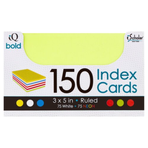 iScholar New York iQ Bold Ruled Index Cards, 150 count