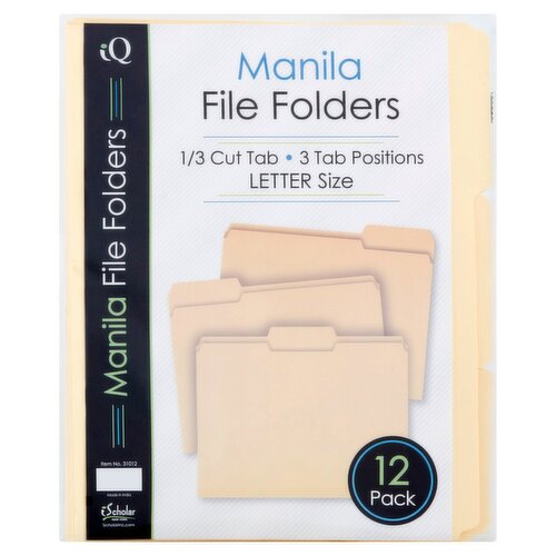 iScholar Letter Size Manila File Folders, 12 count