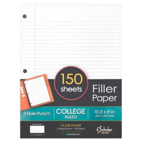 iScholar New York College Ruled Filler Paper, 150 sheets