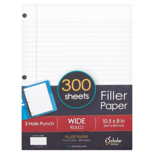 iScholar New York Wide Ruled Filler Paper, 300 sheets