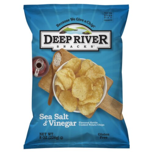 Deep River Snacks Sea Salt & Vinegar Flavored Kettle Cooked Potato Chips, 8 oz