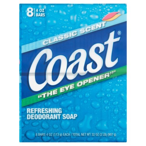 Coast Classic Scent Refreshing Deodorant Soap, 4 oz, 8 count