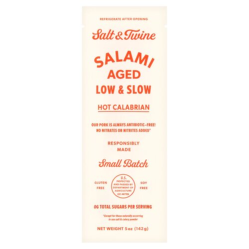Salt & Twine Hot Calabrian Salami, 5 oz