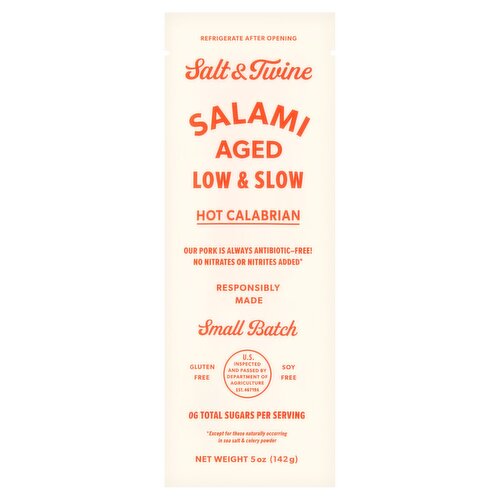 Salt & Twine Hot Calabrian Salami, 5 oz