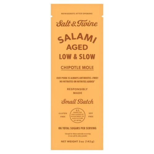 Salt & Twine Chipotle Mole Salami, 5 oz