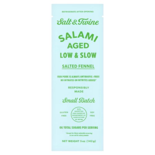 Salt & Twine Salted Fennel Salami, 5 oz