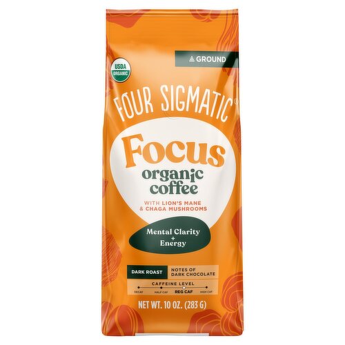 Four Sigmatic Focus Organic Dark Roast Ground Coffee, 10 oz