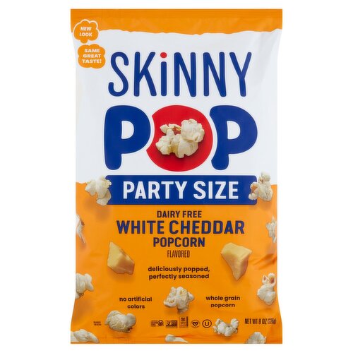 Skinny Pop White Cheddar Flavored Popcorn Party Size, 8 oz