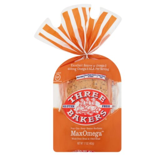 Three Bakers MaxOmega Gluten Free Whole Grain & 5 Seed Bread, 17 oz