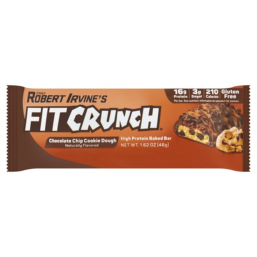 Chef Robert Irvine's Fit Crunch Chocolate Chip Cookie Dough High Protein Baked Bar, 1.62 oz