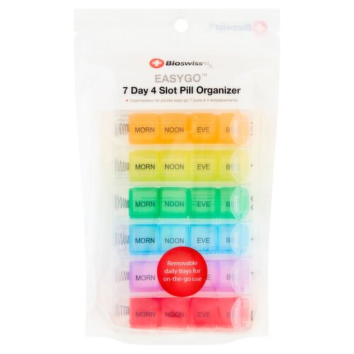 BioswissRx Easy Go 7 Day 4 Slot Pill Organizer