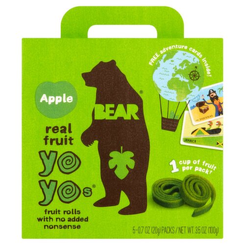 Bear Yoyos Apple Fruit Rolls, 0.7 oz, 5 count