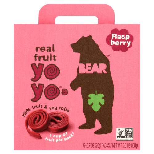 Bear Yoyos Raspberry 100% Fruit & Veg Rolls, 0.7 oz, 5 count