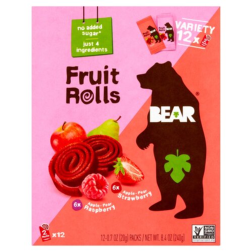 Bear Fruit Rolls Variety Packs, 0.7 oz, 12 count