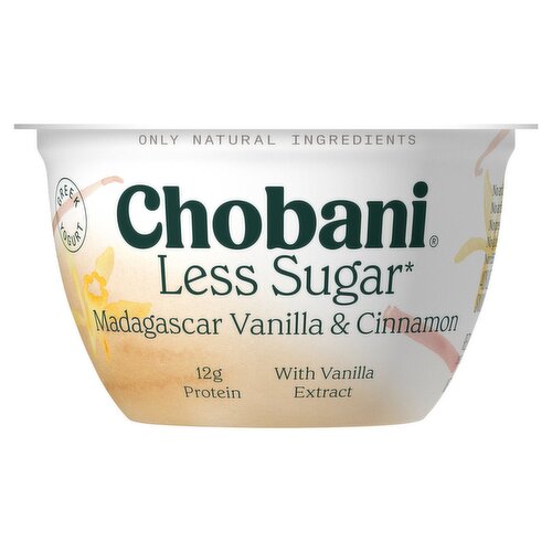 Chobani Madagascar Vanilla & Cinnamon Less Sugar Greek Yogurt, 5.3 oz