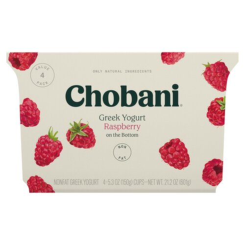 Chobani Raspberry on the Bottom Nonfat Greek Yogurt Value Pack, 5.3 oz, 4 count