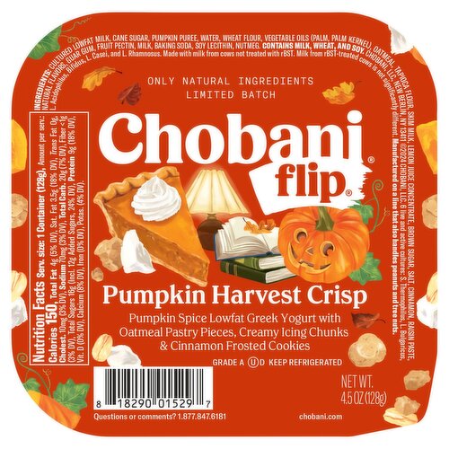 Chobani Flip Pumpkin Harvest Crisp Pumpkin Spice Lowfat Greek Yogurt, 4.5 oz