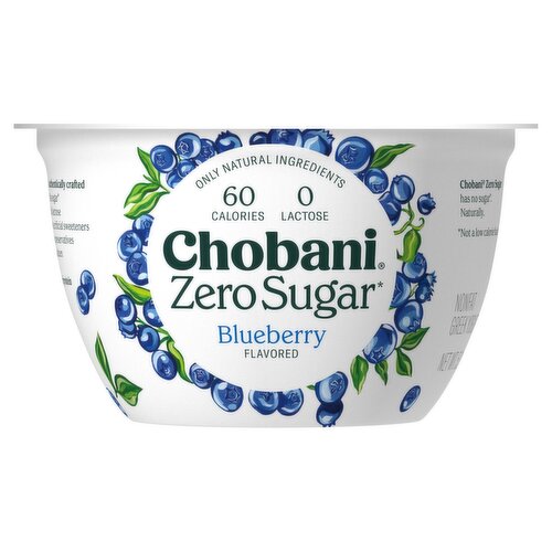 Chobani Zero Sugar Blueberry Flavored Nonfat Greek Yogurt, 5.3 oz