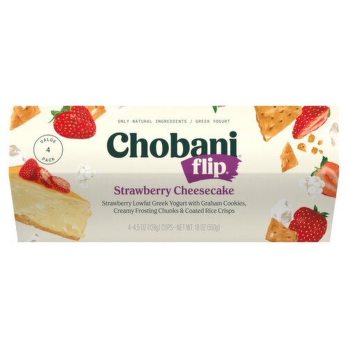 Chobani Flip Strawberry Cheesecake Greek Yogurt, 4.5 oz, 4 count