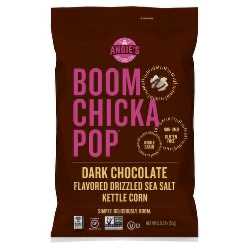 Angie's Boom Chicka Pop Dark Chocolate Flavored Drizzled Sea Salt Kettle Corn, 5.5 oz