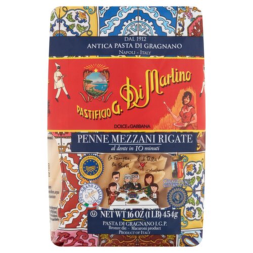 Pastificio G. Di Martino Penne Mezzani Rigate Pasta, 16 oz