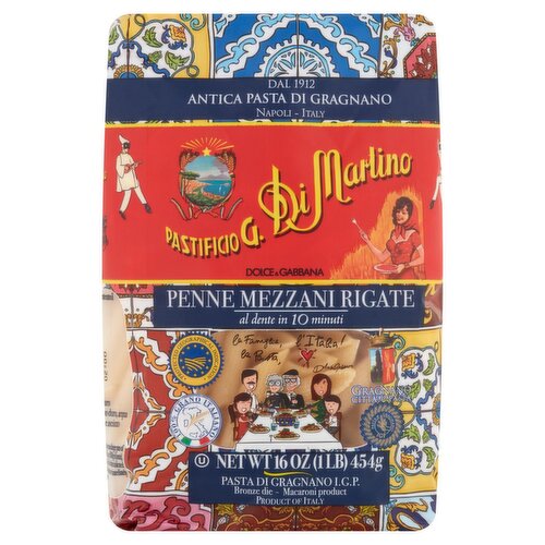 Pastificio G. Di Martino Penne Mezzani Rigate Pasta, 16 oz