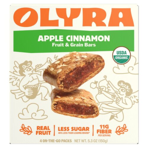 Olyra Apple Cinnamon Fruit & Grain Bars, 4 count, 5.3 oz