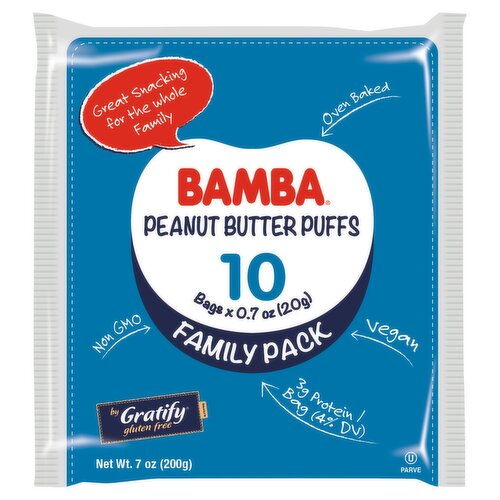 Gratify Gluten Free Bamba Peanut Butter Puffs Family Pack, 0.7 oz, 10 count