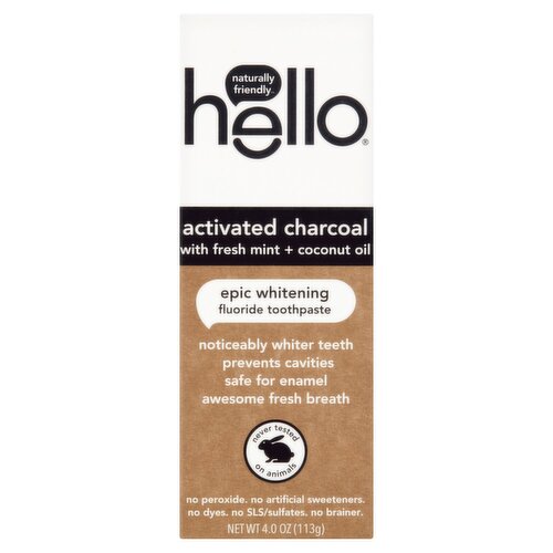 Hello Activated Charcoal Epic Whitening Fluoride Toothpaste, 4 oz