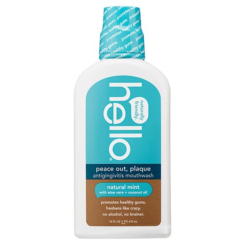 Hello Natural Mint Peace Out, Plaque Antigingivitis Mouthwash, 16 fl oz