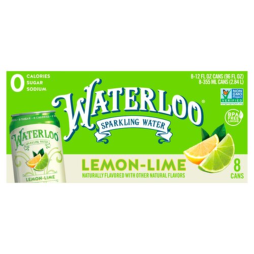 Waterloo Lemon-Lime Sparkling Water, 12 fl oz, 8 count