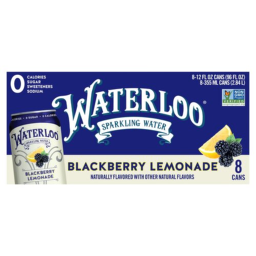 Waterloo Blackberry Lemonade Sparkling Water, 12 fl oz, 8 count