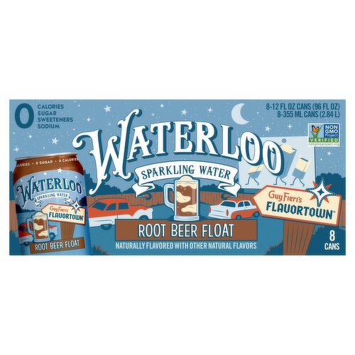 Waterloo Root Beer Float Sparkling Water, 12 fl oz, 8 count