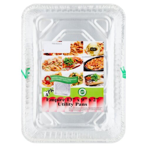 KNF Empire 13" x 9" x 2" Utility Pans, 4 count