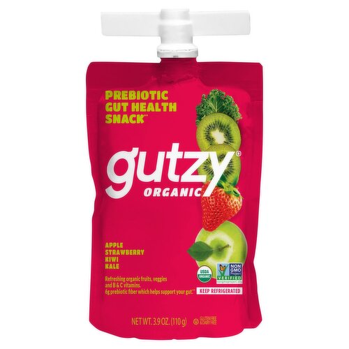 Gutzy Organic Apple, Strawberry, Kiwi & Kale Prebiotic Gut Health Snack, 3.9 oz