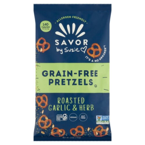 Savor by Suzie Grain-Free Roasted Garlic & Herb Pretzels, 5 oz