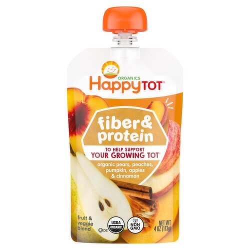 Happy Tot Organics Fiber & Protein Fruit & Veggie Blend Baby Food, 4 oz