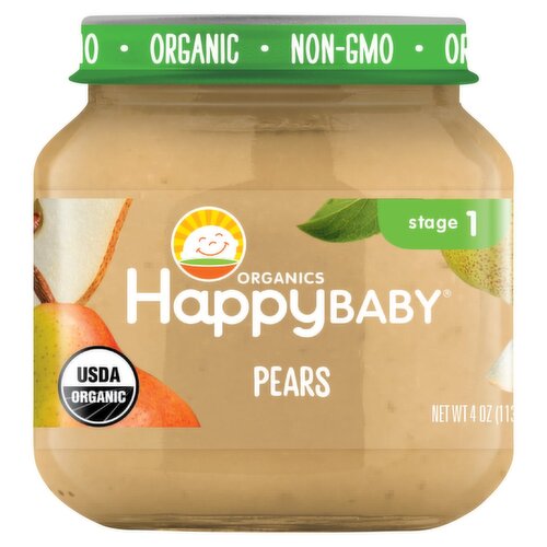 Happy Baby Organics Pears Baby Food, Stage 1, 4 oz