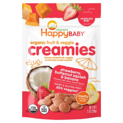 Happy Baby Organics Organic Strawberry, Butternut Squash & Banana Baby Food, 1 oz
