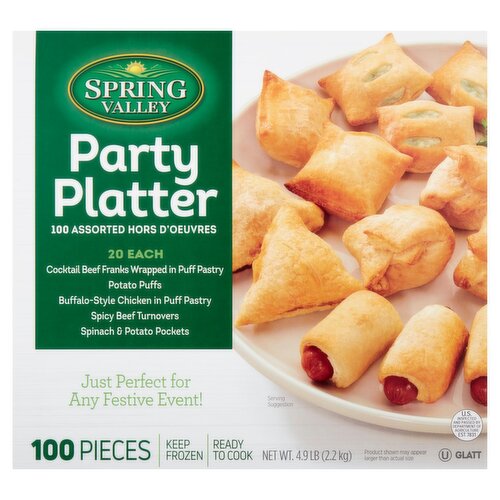 Spring Valley Party Platter Assorted Hors d'Oeuvres, 100 count, 4.9 lb