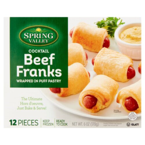 Spring Valley Cocktail Beef Franks Wrapped in Puff Pastry, 12 count, 6 oz