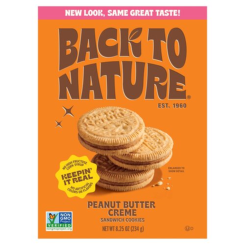 Back to Nature Peanut Butter Creme Sandwich Cookies, 8.25 oz