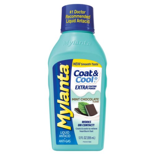 Mylanta Coat & Cool Mint Chocolate Flavor Liquid Antacid, 12 fl oz