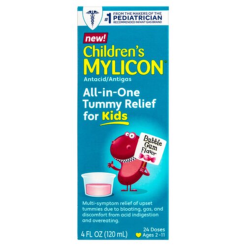 Mylicon Bubble Gum Flavor Children's All-in-One Tummy Relief Liquid for Kids 2-11, 4 fl oz