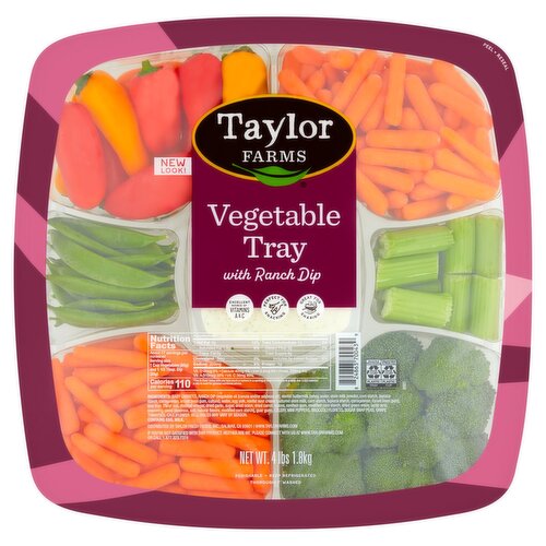 Taylor Farms Good Times Vegetable Tray with Ranch Dip, 4 lbs