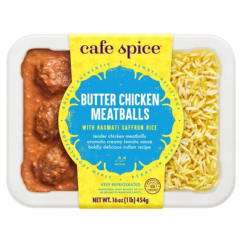 Cafe Spice Butter Chicken Meatballs with Basmati Saffron Rice, 16 oz