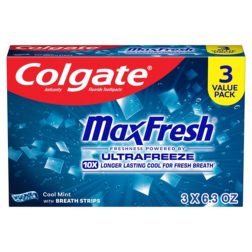 Colgate MaxFresh Cool Mint Anticavity Fluoride Toothpaste Value Pack, 6.3 oz, 3 count