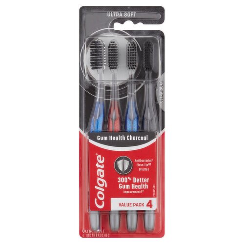 Colgate Ultra Soft Gum Health Charcoal Toothbrushes Value Pack, 4 count